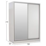 ΝΤΟΥΛΑΠΑ ADLER ΜΕΛΑΜΙΝΗΣ ΛΕΥΚΗ ΜΕ ΚΑΘΡΕΠΤΗ HM2434.03 160x60x210 εκ. - Image 2