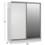 ΝΤΟΥΛΑΠΑ ADLER ΜΕΛΑΜΙΝΗΣ ΛΕΥΚΗ ΜΕ ΚΑΘΡΕΠΤΗ HM2437.03  180X60X210Υεκ. - Image 2
