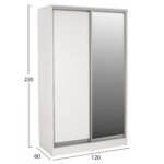 ΝΤΟΥΛΑΠΑ ΣΥΡΟΜΕΝΗ ADLER ΜΕΛΑΜΙΝΗΣ 120x60x220Yεκ. ΔΙΦΥΛΛΗ ΛΕΥΚΗ ΜΕ ΚΑΘΡΕΠΤΗ HM2460.03 - Image 2