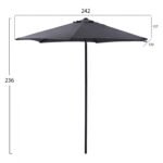 ΟΜΠΡΕΛΑ ΑΛΟΥΜΙΝΙΟΥ KACEN Φ250x236 εκ. ΜΕ 6 ΑΚΤΙΝΕΣ ΓΚΡΙ ΠΑΝΙ HM6030.10 - Image 2