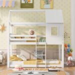 ΠΑΙΔΙΚΗ ΚΟΥΚΕΤΑ ΣΠΙΤΑΚΙ  τ.MONTESSORI HOOD HM705.03 ΞΥΛΟ ΠΕΥΚΟΥ ΣΕ ΛΕΥΚΟ-ΣΤΡΩΜΑΤΑ 190x90εκ - Image 3