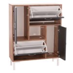 ΠΑΠΟΥΤΣΟΘΗΚΗ MEDY HM18187.02 ΜΕΛΑΜΙΝΗ ΣΕ ΦΥΣΙΚΟ & ΑΝΘΡΑΚΙ-ΜΑΥΡΑ ΠΟΔΙΑ 85x30x108.5Υεκ - Image 3