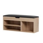 ΠΑΠΟΥΤΣΟΘΗΚΗ ΜΕ ΚΑΘΙΣΜΑ ROMIR HM2478.01 ΜΕΛΑΜΙΝΗ ΣΟΝΑΜΑ-ΚΑΘΙΣΜΑ PU ΚΑΦΕ 100x30x44Υ - Image 2