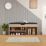 ΠΑΠΟΥΤΣΟΘΗΚΗ ΜΕ ΚΑΘΙΣΜΑ ROMIR HM2478.01 ΜΕΛΑΜΙΝΗ ΣΟΝΑΜΑ-ΚΑΘΙΣΜΑ PU ΚΑΦΕ 100x30x44Υ - Image 5