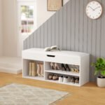 ΠΑΠΟΥΤΣΟΘΗΚΗ ΜΕ ΚΑΘΙΣΜΑ ROMIR HM2478.03 ΜΕΛΑΜΙΝΗ ΛΕΥΚΗ-KΑΘΙΣΜΑ PU ΛΕΥΚΟ 100x30x44Υ - Image 3