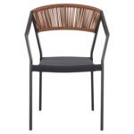 ΠΟΛΥΘΡΟΝΑ ΑΛΟΥΜΙΝΙΟΥ HM5891.01 ΑΝΘΡΑΚΙ ΣΚΕΛΕΤΟΣ&TEXTLINE-ΜΠΕΖ RATTAN 56,5x58x79Υ εκ. - Image 3