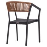 ΠΟΛΥΘΡΟΝΑ ΑΛΟΥΜΙΝΙΟΥ HM5891.01 ΑΝΘΡΑΚΙ ΣΚΕΛΕΤΟΣ&TEXTLINE-ΜΠΕΖ RATTAN 56,5x58x79Υ εκ. - Image 5