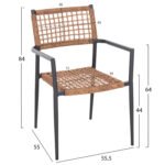 ΠΟΛΥΘΡΟΝΑ TRILAN HM6044.03 ΑΛΟΥΜΙΝΙΟ ΑΝΘΡΑΚΙ ΜΕ ΣΥΝΘΕΤΙΚΟ RATTAN ΦΥΣΙΚΟ 57x59x85Υεκ. - Image 2