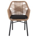 ΠΟΛΥΘΡΟΝΑ TOPIN HM6048.02 ΑΛΟΥΜΙΝΙΟ ΜΑΥΡΟ-P.E. RATTAN ΜΠΕΖ-ΜΑΞΙΛΑΡΙ ΜΑΥΡΟ 57x65x84Υ εκ - Image 3