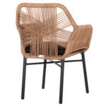 ΠΟΛΥΘΡΟΝΑ TOPIN HM6048.02 ΑΛΟΥΜΙΝΙΟ ΜΑΥΡΟ-P.E. RATTAN ΜΠΕΖ-ΜΑΞΙΛΑΡΙ ΜΑΥΡΟ 57x65x84Υ εκ - Image 5