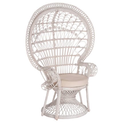Αγόρασε ΠΟΛΥΘΡΟΝΑ ROYAL PEACOCK HM9342.02 RATTAN ΣΕ ΛΕΥΚΟ-ΜΑΞΙΛΑΡΙ ΛΕΥΚΟ 114x72x150Yεκ. σε μοναδική τιμή στο clickforshop.gr