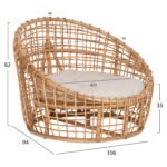 ΠΟΛΥΘΡΟΝΑ ENTO HM9814 RATTAN ΣΕ ΦΥΣΙΚΟ-ΜΠΕΖ ΜΑΞΙΛΑΡΙ 85x75x67Yεκ. - Image 2