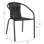 ΠΟΛΥΘΡΟΝΑ ΚΑΡΕΚΛΑ CAMEL ΜΕΤΑΛΛΙΚΗ ΜΑΥΡΗ ΜΕ WICKER ΜΑΥΡΟ 50x55x73Y εκ.HM5015.03 - Image 2