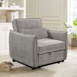 ΠΟΛΥΘΡΟΝΑ-ΚΡΕΒΑΤΙ ORYN HM3307.03 ΜΠΕΖ ΥΦΑΣΜΑ 89x85x84Υεκ. - Image 2