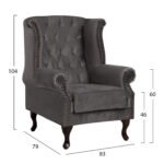 ΠΟΛΥΘΡΟΝΑ-ΜΠΕΡΖΕΡΑ ΓΚΡΙ ΒΕΛΟΥΔΟ T.CHESTERFIELD POLINA 83x75x107Yεκ.HM0053.10 - Image 2