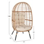 ΠΟΛΥΘΡΟΝΑ Τ.ΦΩΛΙΑ RATTAN HM5869.01 ΜΕΤΑΛ. ΠΟΔΙΑ ΜΑΥΡΑ 77x72x148 εκ. - Image 2