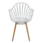 ΠΟΛΥΘΡΟΝΑ ΤΡΑΠΕΖΑΡΙΑΣ HM8049.01 ANAIS ΛΕΥΚΗ ΜΕ ΞΥΛΙΝΑ ΠΟΔΙΑ 60x61x85,5 εκ. - Image 3