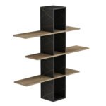 ΡΑΦΙΕΡΑ ΤΟΙΧΟΥ DOMINIC HM8976.13 ΜΕΛΑΜΙΝΗ ΣΕ ΦΥΣΙΚΟ-ΜΑΥΡΟ ΜΑΡΜΑΡΟ 96x19,5x101Υεκ. - Image 5