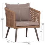 ΣΑΛΟΝΙ ΕΞ.ΧΩΡΟΥ 4ΤΜΧ FREJA HM6057.04 ΑΛΟΥΜ.ΚΑΠΟΥΤΣΙΝΟ-PE RATTAN & ΜΑΞΙΛΑΡΙΑ ΜΠΕΖ - Image 3