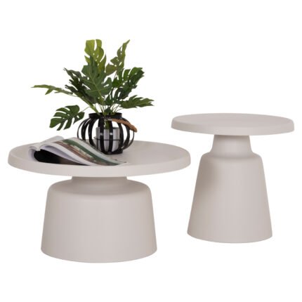 Αγόρασε ΣΕΤ 2 ΤΡΑΠΕΖΙΑ ΣΑΛΟΝΙΟΥ RINKON2 HM18304.01 ΜΕΤΑΛΛΟ ΣΕ ΛΕΥΚΟ Φ49εκ & Φ69εκ σε μοναδική τιμή στο clickforshop.gr