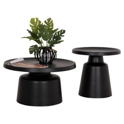 Αγόρασε ΣΕΤ 2 ΤΡΑΠΕΖΙΑ ΣΑΛΟΝΙΟΥ RINKON2 HM18304.02 ΜΕΤΑΛΛΟ ΣΕ ΜΑΥΡΟ Φ49εκ & Φ69εκ σε μοναδική τιμή στο clickforshop.gr