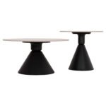 ΣΕΤ 2 ΤΡΑΠΕΖΙΑ ΣΑΛΟΝΙΟΥ JEN HM18305.02 ΜΕΤΑΛΛΟ ΜΑΥΡΟ-SINTERED STONE PANDORA Φ50εκ & Φ70εκ - Image 5