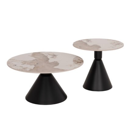 Αγόρασε ΣΕΤ 2 ΤΡΑΠΕΖΙΑ ΣΑΛΟΝΙΟΥ JEN HM18305.02 ΜΕΤΑΛΛΟ ΜΑΥΡΟ-SINTERED STONE PANDORA Φ50εκ & Φ70εκ σε μοναδική τιμή στο clickforshop.gr