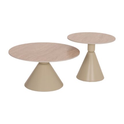 Αγόρασε ΣΕΤ 2 ΤΡΑΠΕΖΙΑ ΣΑΛΟΝΙΟΥ JEN HM18305.04 ΜΕΤΑΛΛΟ ΣΑΜΠΑΝΙ-ΚΕΡΑΜΙΚΟ ΣΕ TRAVERTINE Φ50εκ & Φ70εκ σε μοναδική τιμή στο clickforshop.gr