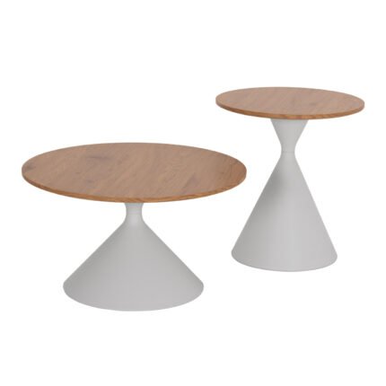 Αγόρασε ΣΕΤ 2 ΤΡΑΠΕΖΙΑ ΣΑΛΟΝΙΟΥ JENNEL(X) HM18308.01 ΜΕΤΑΛΛΟ ΛΕΥΚΟ--MDF ΣΕ ΦΥΣΙΚΟ Φ50εκ & Φ70εκ σε μοναδική τιμή στο clickforshop.gr