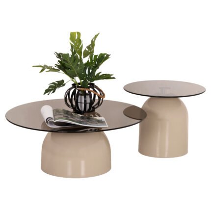 Αγόρασε ΣΕΤ 2 ΤΡΑΠΕΖΙΑ ΣΑΛΟΝΙΟΥ BELLINS HM18313.04 ΜΠΕΖ ΜΕΤΑΛ.ΒΑΣΕΙΣ--ΓΥΑΛΙ Φ50εκ & Φ80εκ σε μοναδική τιμή στο clickforshop.gr