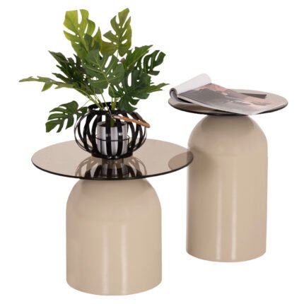 Αγόρασε ΣΕΤ 2 ΤΡΑΠΕΖΙΑ ΣΑΛΟΝΙΟΥ BELLINS HM18314.04 ΜΠΕΖ ΜΕΤΑΛ.ΒΑΣΕΙΣ--ΓΥΑΛΙ Φ50εκ & Φ40εκ σε μοναδική τιμή στο clickforshop.gr