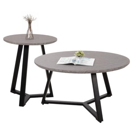 Αγόρασε ΣΕΤ 2ΤΜΧ ΤΡΑΠΕΖΙΑ ΣΑΛΟΝΙΟΥ ROCKET HM21090.01 MDF ΓΚΡΙ ΜΑΡΜΑΡΟ Φ80εκ & Φ45εκ σε μοναδική τιμή στο clickforshop.gr