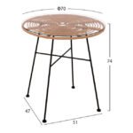 ΣΕΤ 3ΤΜΧ ALLEGRA WICKER ΜΕ ΤΡΑΠΕΖΙ Φ70Χ74Υ ΜΠΕΖ & ΜΑΥΡΟ ΧΡΩΜΑ HM10474 - Image 2