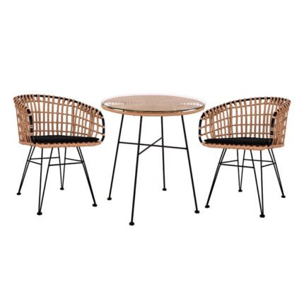 Αγόρασε ΣΕΤ 3ΤΜΧ ALLEGRA WICKER ΜΕ ΤΡΑΠΕΖΙ Φ70Χ74Υ ΜΠΕΖ & ΜΑΥΡΟ ΧΡΩΜΑ HM10474 σε μοναδική τιμή στο clickforshop.gr