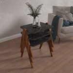 ΣΕΤ 3ΤΜΧ ΒΟΗΘΗΤΙΚΑ ΤΡΑΠΕΖΑΚΙΑ REACHER HM18176.02 ΜΕΛΑΜΙΝΗ ΣΕ ΚΑΡΥΔΙ-ΜΑΥΡΟ ΜΑΡΜΑΡΟ 40x30x40Υεκ. - Image 2