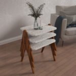 ΣΕΤ 3ΤΜΧ ΒΟΗΘΗΤΙΚΑ ΤΡΑΠΕΖΑΚΙΑ REACHER HM18176.03 ΜΕΛΑΜΙΝΗ ΣΕ ΚΑΡΥΔΙ-ΛΕΥΚΟ ΜΑΡΜΑΡΟ 40x30x40Υεκ. - Image 2