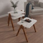 ΣΕΤ 3ΤΜΧ ΒΟΗΘΗΤΙΚΑ ΤΡΑΠΕΖΑΚΙΑ REACHER HM18176.03 ΜΕΛΑΜΙΝΗ ΣΕ ΚΑΡΥΔΙ-ΛΕΥΚΟ ΜΑΡΜΑΡΟ 40x30x40Υεκ. - Image 3