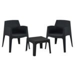 Αγόρασε ΣΕΤ 3ΤΜΧ ΠΟΛΥΠΡΟΠΥΛΕΝΙΟΥ SLEEK HM21267.02 ΤΡΑΠΕΖΑΚΙ & 2 ΠΟΛΥΘΡΟΝΕΣ-ΜΑΥΡΟ σε μοναδική τιμή στο clickforshop.gr