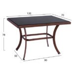 ΣΕΤ 5ΤΜΧ ΑΛΟΥΜΙΝΙΟΥ HM10548 ΜΕ ΤΡΑΠΕΖΙ 120Χ70Χ78Υ & ΚΑΡΕΚΛΕΣ BAMBOO LOOK ΚΑΦΕ - Image 2