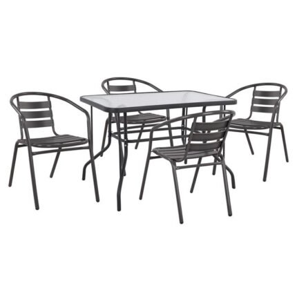 Αγόρασε ΣΕΤ 5ΤΜΧ ΜΕ ΤΡΑΠΕΖΙ ADAM 110Χ60Χ71Υ & ΠΟΛΥΘΡΟΝΕΣ LAURA ΓΚΡΙ ΧΡΩΜΑ HM10472 σε μοναδική τιμή στο clickforshop.gr