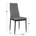 ΣΕΤ 5ΤΜΧ ΤΡΑΠΕΖΙ ΜΑΥΡΟ & ΚΑΡΕΚΛΕΣ LADY ΓΚΡΙ ΧΡΩΜΑ ΜΕΤΑΛΛΙΚΑ HM11071 42,5x53x95 εκ. - Image 3