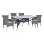 Αγόρασε ΣΕΤ 5ΤΜΧ ΤΡΑΠΕΖΙ ΜΕΤΑΛΛΙΚΟ ΓΚΡΙ 150X90 ΜΕ 4 ΠΟΛΥΘΡΟΝΕΣ ΓΚΡΙ WICKER HM10586.01 σε μοναδική τιμή στο clickforshop.gr