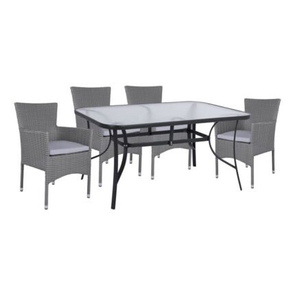 Αγόρασε ΣΕΤ 5ΤΜΧ ΤΡΑΠΕΖΙ ΜΕΤΑΛΛΙΚΟ ΓΚΡΙ 150X90 ΜΕ 4 ΠΟΛΥΘΡΟΝΕΣ ΓΚΡΙ WICKER HM10586.01 σε μοναδική τιμή στο clickforshop.gr