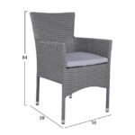 ΣΕΤ 5ΤΜΧ ΤΡΑΠΕΖΙ ΜΕΤΑΛΛΙΚΟ ΓΚΡΙ 150X90 ΜΕ 4 ΠΟΛΥΘΡΟΝΕΣ ΓΚΡΙ WICKER HM10586.01 - Image 3