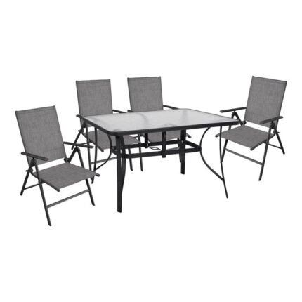 Αγόρασε ΣΕΤ 5ΤΜΧ ΤΡΑΠΕΖΙ ΜΕΤΑΛΛΙΚΟ & ΠΤΥΣΣΟΜΕΝΕΣ ΚΑΡΕΚΛΕΣ ΓΚΡΙ  HM10558.01 σε μοναδική τιμή στο clickforshop.gr