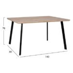 ΣΕΤ 5ΤΜΧ ΤΡΑΠΕΖΙ 140x80x76 cm SONAMA & ΚΑΡΕΚΛΕΣ VANESSA ΜΑΥΡΕΣ ΜΕΤΑΛΛΙΚΑ ΠΟΔΙΑ HM11037 - Image 2