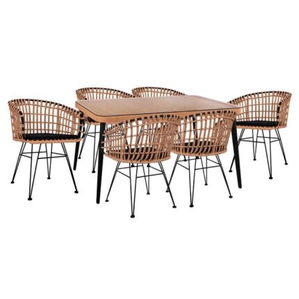 Αγόρασε ΣΕΤ 7ΤΜΧ ALLEGRA WICKER ΜΕ ΤΡΑΠΕΖΙ 160X90X78Υ ΜΠΕΖ & ΜΑΥΡΟ ΧΡΩΜΑ HM10496 σε μοναδική τιμή στο clickforshop.gr