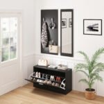 ΣΕΤ ΕΙΣΟΔΟΥ ΜΕ ΚΑΘΡΕΠΤΗ VERN HM2476.02 ΜΕΛΑΜΙΝΗ ΣΕ WENGE 80x27x175Υεκ - Image 4