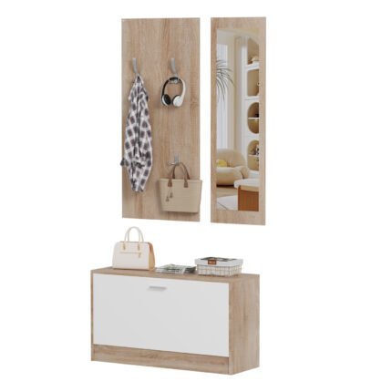 Αγόρασε ΣΕΤ ΕΙΣΟΔΟΥ ΜΕ ΚΑΘΡΕΠΤΗ VERN HM2476.04 ΜΕΛΑΜΙΝΗ ΣΕ ΣΟΝΑΜΑ-ΛΕΥΚΟ 80x27x175Υεκ σε μοναδική τιμή στο clickforshop.gr