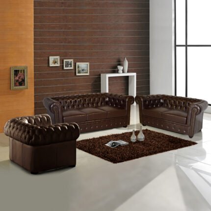 Αγόρασε ΣΕΤ ΣΑΛΟΝΙ 2ΘΕΣΙΟ & 3ΘΕΣΙΟ & ΠΟΛΥΘΡΟΝΑ CHESTERFIELD ΣΚΟΥΡΟ ΚΑΦΕ σε μοναδική τιμή στο clickforshop.gr